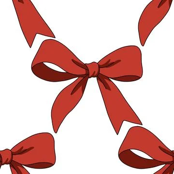 Red ribbon bows seamless pattern on white background. Stock Illustration