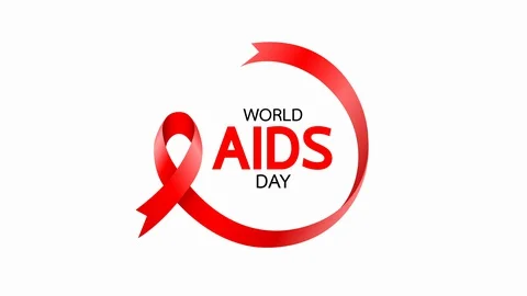Red ribbon in circle shape. World AIDS Day. Aids Awareness animation design. Stock Footage 128731235