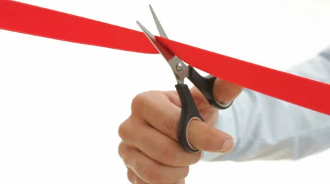 Red ribbon cutting Video stock 22697322