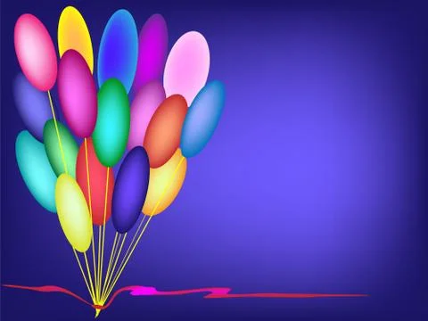 Red ribbon decoration vector background birthday balloons Stock Illustration