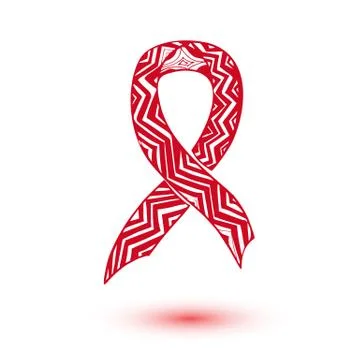 Red ribbon. Doodle style Stockillustratie