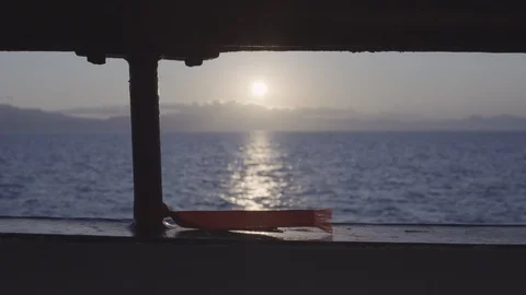 Red Ribbon Fluttering In The Wind On A Sailing Ship 스톡 동영상 95918328