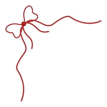 Red ribbon forming a bow with a knot and long tails Stock Illustration