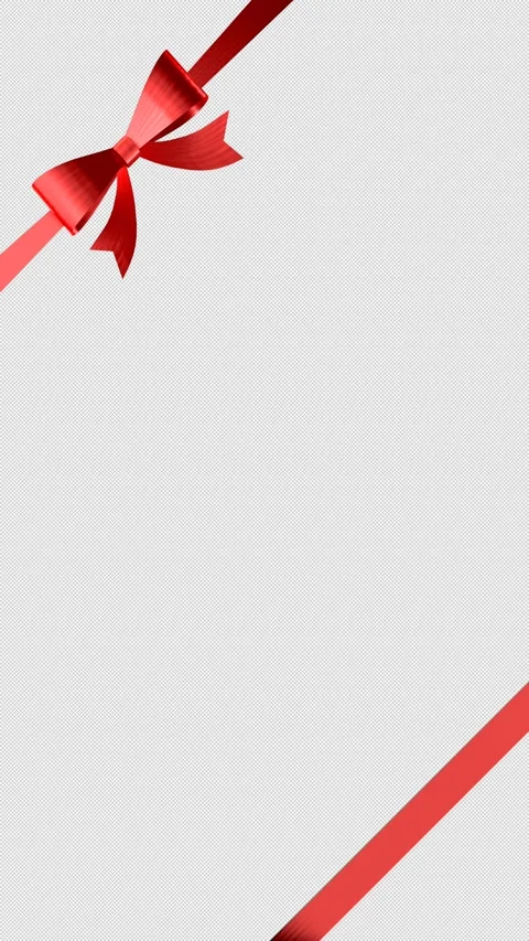 Red Ribbon Frame with Tying Bows Animation - Vertical layout, Alpha Channel Stock Footage 281553336