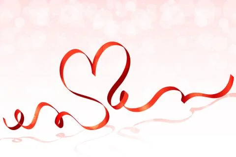 Red ribbon heart background Stock Illustration