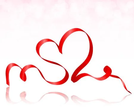 Red ribbon heart background vector Stock Illustration