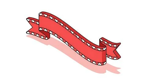 Red ribbon with heart patterns Stock Illustration