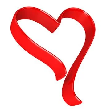 Red ribbon in heart shape Stock Illustration