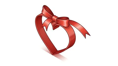 Red ribbon heart shape Stock Illustration