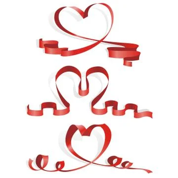 Red ribbon hearts Stock Illustration