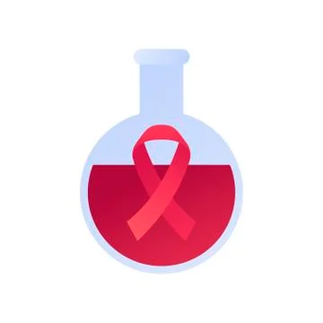 Red ribbon inside science laboratory vial isolated on white background 스톡 일러스트