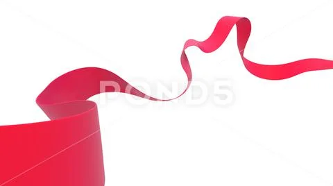 Colorful Red And White Ribbons Isolated On White Stock Photo