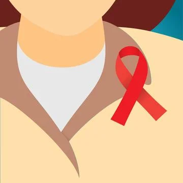 Red ribbon on lapel Stock Illustration