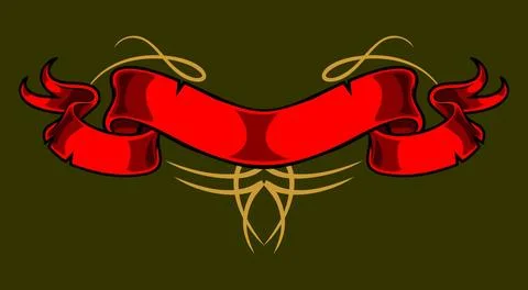 Red ribbon patch and ornament Stock Illustration