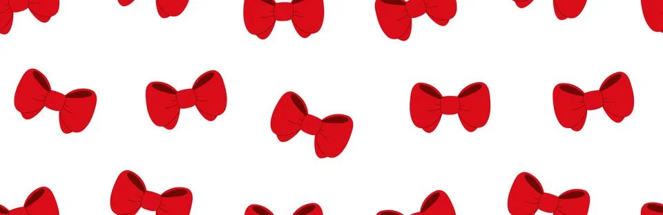 Red ribbon pattern with bows in seamless and repeating design. Christmas Striped イラスト素材