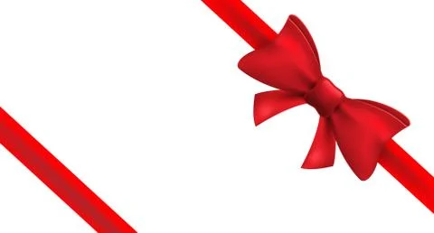 Red ribbon with red bow. Vector isolated bow decoration for holiday present Stock Illustration