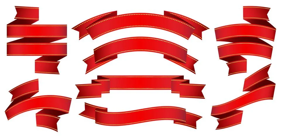 Red ribbon scroll banner element Stock Illustration