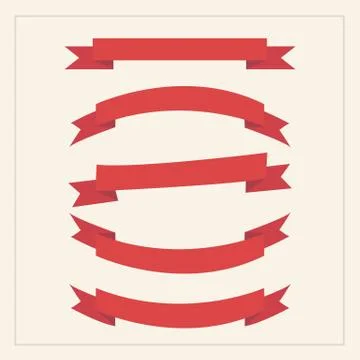 Red ribbon set, flat design Stock Illustration