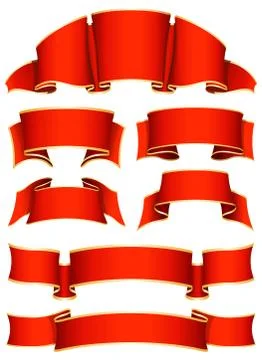 Red ribbon set Illustrazione stock