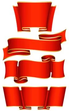 Red ribbon set Stock Illustration