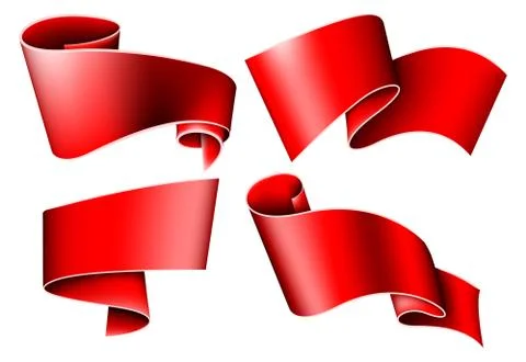 Red ribbon set Stock Illustration