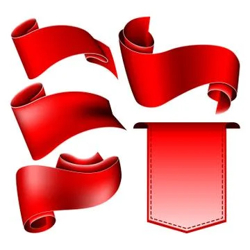 Red ribbon set Stock Illustration