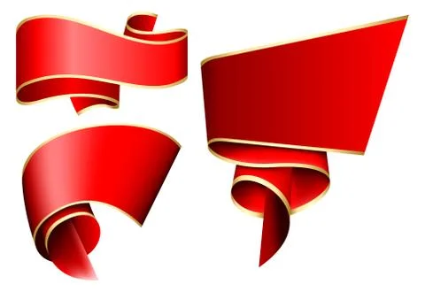 Red ribbon set Stock Illustration