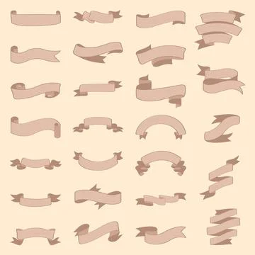 Red ribbon set in Isolated, vector Illustration. 스톡 일러스트