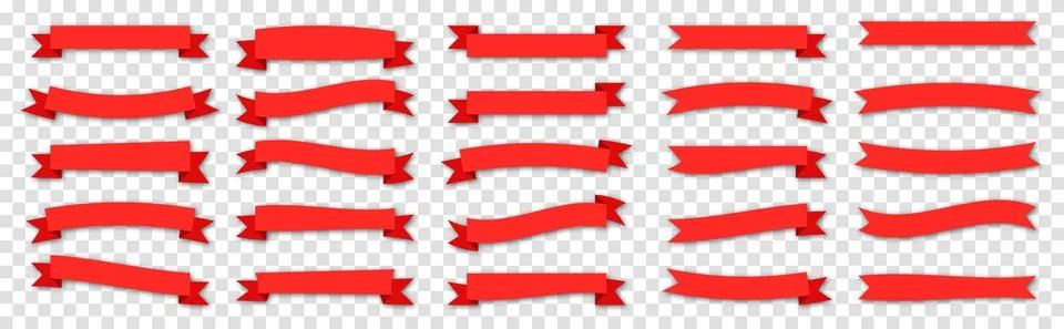 Red ribbon set. Vector flat ribbons Stock Illustration