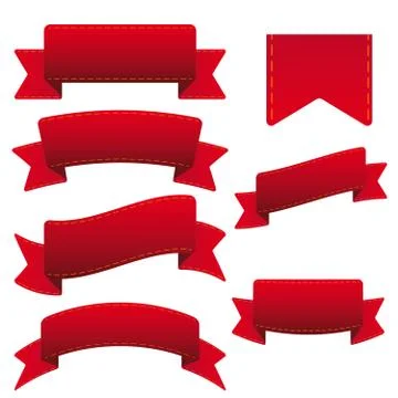 Red Ribbon set vector Stock Illustration
