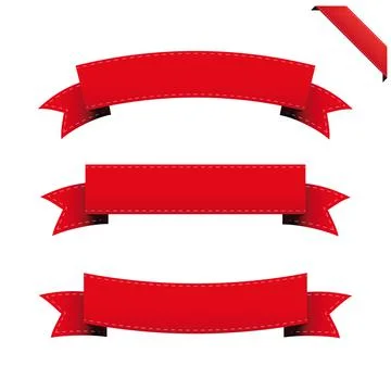 Red ribbon set vector Illustrazione stock