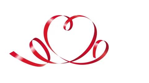 Red ribbon in shape of heart animation 4K Stock-Footage 45686266