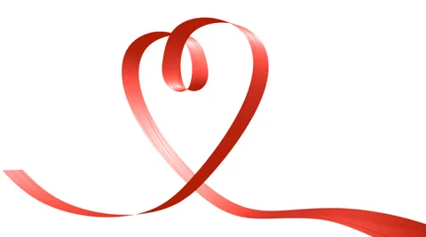 Red ribbon in the shape of heart Stock Footage 38409631