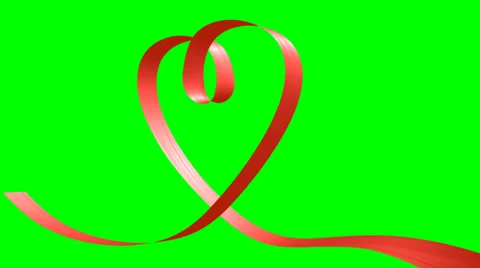 Red ribbon in the shape of heart Stock Footage 38409716