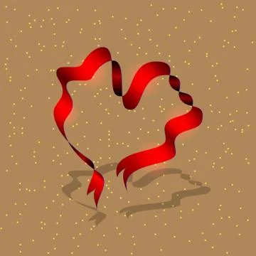 Red ribbon in the shape of a heart Stock Illustration