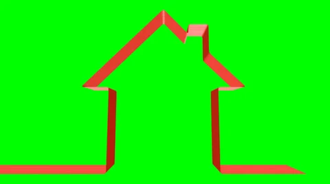 Red ribbon in the shape of house Stock Footage 38409071