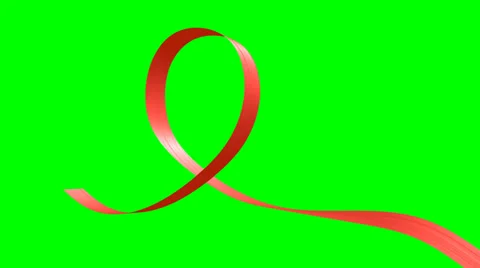 Red ribbon in the shape of loop Stock Footage 38409925