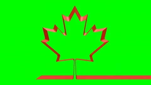 Red ribbon in shape of maple leaf with g... | Stock Video | Pond5