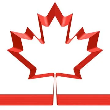 Red ribbon in shape of maple leaf Stock Illustration
