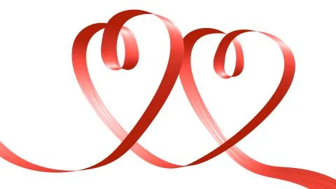 Red ribbon in the shape of two hearts Stock Illustration