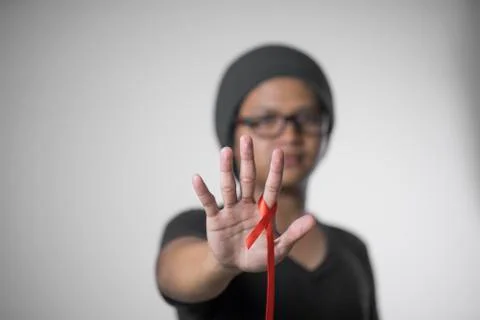 Red ribbon support_aids250 Stock Photos