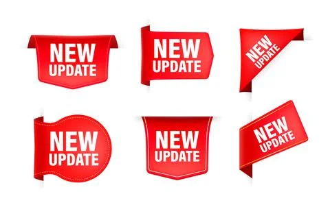 Red ribbon with text new update. Banner ribbon label new update Stockillustratie