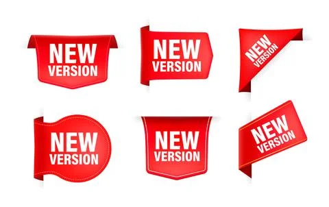Red ribbon with text New version Banner ribbon label New version Stock Illustration