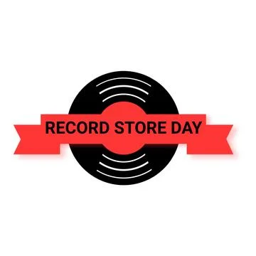Red ribbon with text Record Store Day on white background Иллюстрация