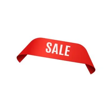 Red ribbon for top right corner banner with word Sale Stock Illustration