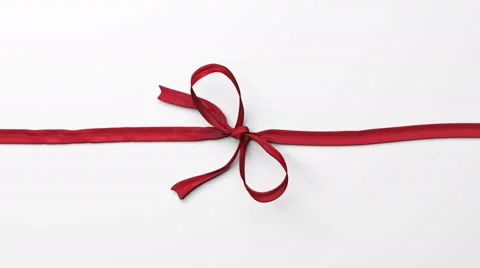 Red ribbon, tying bows. Stock Footage