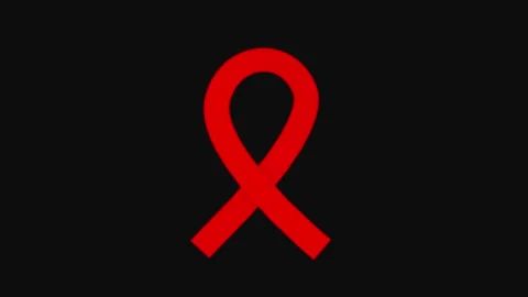 Red ribbon week 3D animation on a black background. October 23. Stock Footage 293309577