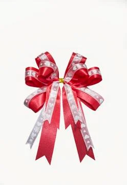 Red ribbon on white Stock Photos