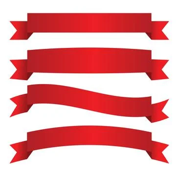 Red Ribbons banner collection. Vector illustration Stock Illustration