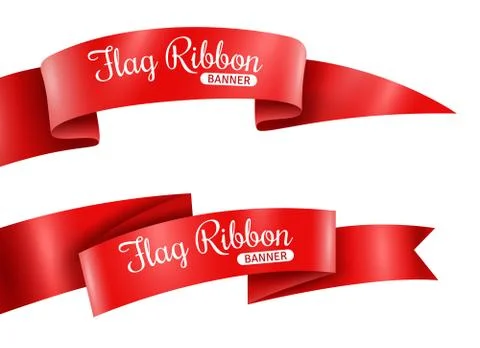 Red Ribbons Banners Set Stock Illustration